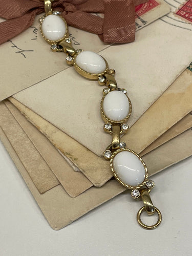 1960’s Gold Bracelet with White Cabochons Devil's Details